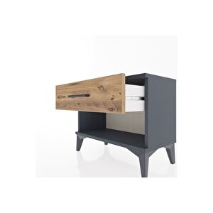 Arges Komodin Tek Çekmeceli 60x30x48 Antrasit-çam