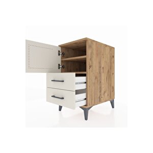 Kronos Komodin 2 Raflı 2 Çekmeceli Tek Kapaklı 44x59x80 Çam-aytaşı