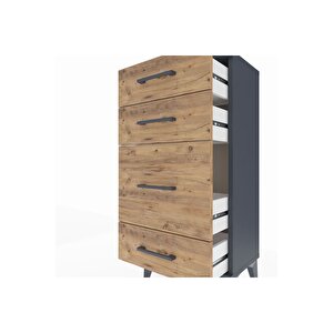 Arges Komodin 4 Çekmeceli 44x30x96 Antrasit-çam