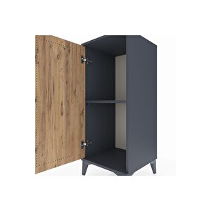 Hyperion Komodin Tek Raflı Tek Kapaklı 44x44x106 Antrasit-çam