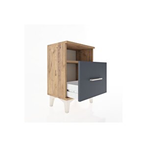 Arges Komodin Tek Raflı 2 Çekmeceli 44x30x64 Çam-antrasit