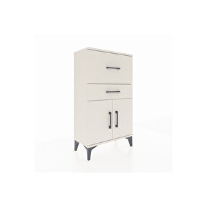 Arges Komodin Tek Raflı 2 Çekmeceli 2 Kapaklı 60x30x106 Aytaşı-aytaşı