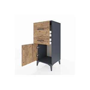 Hyperion Komodin 2 Çekmeceli Tek Kapaklı 44x44x106 Antrasit-çam