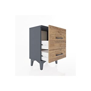 Arges Komodin 2 Çekmeceli 44x30x64 Antrasit-çam