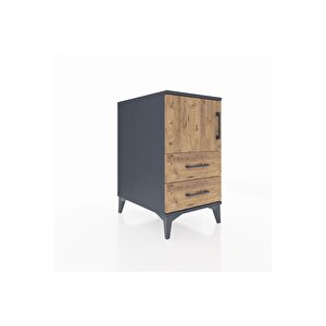 Kronos Komodin 2 Raflı 2 Çekmeceli Tek Kapaklı 44x59x80 Antrasit-çam