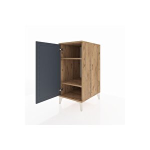 Kronos Komodin 2 Raflı Tek Kapaklı 44x59x96 Çam-antrasit