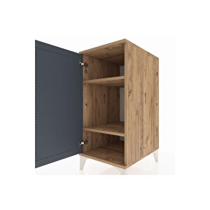 Kronos Komodin 2 Raflı Tek Kapaklı 44x59x96 Çam-antrasit