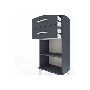 Arges Komodin Tek Raflı 2 Çekmeceli 44x30x96 Antrasit-antrasit
