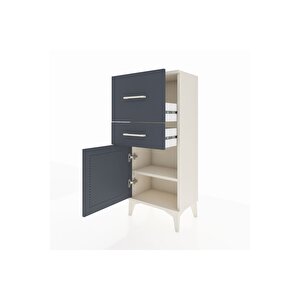 Arges Komodin Tek Raflı 2 Çekmeceli Tek Kapaklı 44x30x106 Aytaşı-antrasit