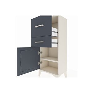 Arges Komodin Tek Raflı 2 Çekmeceli Tek Kapaklı 44x30x106 Aytaşı-antrasit