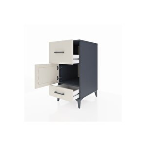 Kronos Komodin Tek Raflı 2 Çekmeceli Tek Kapaklı 44x59x96 Antrasit-aytaşı