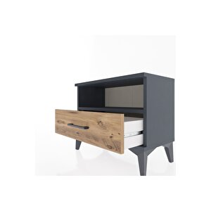 Arges Komodin Tek Raflı Tek Çekmeceli 60x30x48 Antrasit-çam