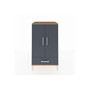 Hyperion Komodin 3 Raflı Tek Çekmeceli 2 Kapaklı 60x44x106 Çam-antrasit