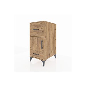 Kronos Komodin Tek Raflı 2 Çekmeceli Tek Kapaklı 44x59x96 Çam-çam