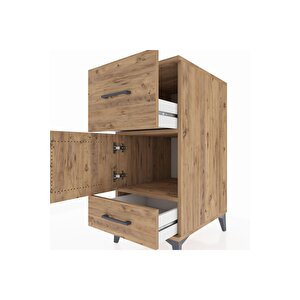 Kronos Komodin Tek Raflı 2 Çekmeceli Tek Kapaklı 44x59x96 Çam-çam