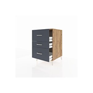 Kronos Komodin 3 Çekmeceli 60x59x96 Çam-antrasit