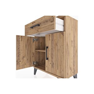 Arges Komodin Tek Raflı Tek Çekmeceli 2 Kapaklı 60x30x80 Çam-çam