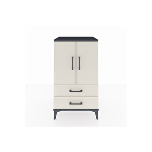 Hyperion Komodin 2 Raflı 2 Çekmeceli 2 Kapaklı 60x44x106 Antrasit-aytaşı