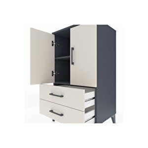 Hyperion Komodin 2 Raflı 2 Çekmeceli 2 Kapaklı 60x44x106 Antrasit-aytaşı