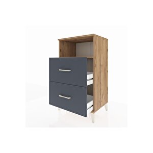Hyperion Komodin Tek Raflı 2 Çekmeceli 60x44x106 Çam-antrasit