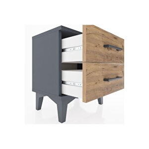 Arges Komodin 2 Çekmeceli 44x30x48 Antrasit-çam