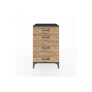Hyperion Komodin 4 Çekmeceli 60x44x96 Antrasit-çam