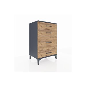 Hyperion Komodin 4 Çekmeceli 60x44x96 Antrasit-çam