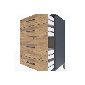 Hyperion Komodin 4 Çekmeceli 60x44x96 Antrasit-çam