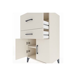 Hyperion Komodin Tek Raflı 2 Çekmeceli 2 Kapaklı 60x44x106 Aytaşı-aytaşı