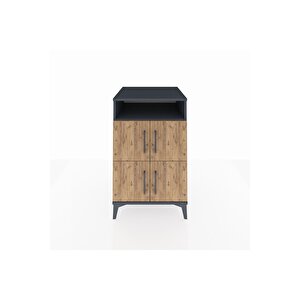 Kronos Komodin 2 Raflı 4 Kapaklı 60x59x96 Antrasit-çam