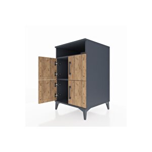 Kronos Komodin 2 Raflı 4 Kapaklı 60x59x96 Antrasit-çam