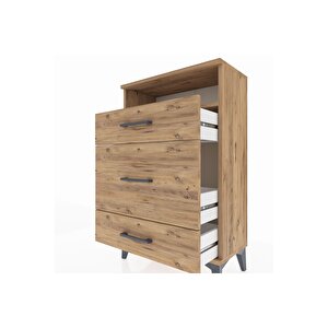Arges Komodin Tek Raflı 3 Çekmeceli 60x30x96 Çam-çam