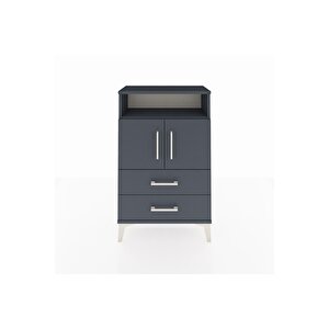 Arges Komodin 2 Raflı 2 Çekmeceli 2 Kapaklı 60x30x96 Antrasit-antrasit