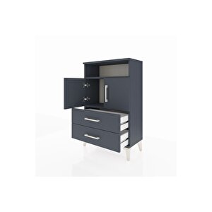 Arges Komodin 2 Raflı 2 Çekmeceli 2 Kapaklı 60x30x96 Antrasit-antrasit