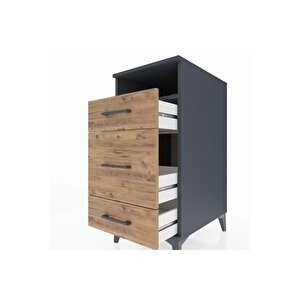 Kronos Komodin Tek Raflı 3 Çekmeceli 44x59x96 Antrasit-çam