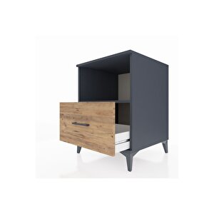 Kronos Komodin Tek Raflı Tek Çekmeceli 60x59x80 Antrasit-çam