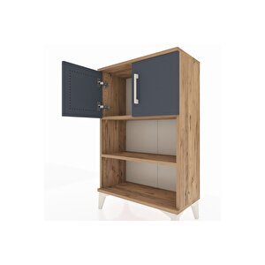 Arges Komodin 2 Raflı 2 Kapaklı 60x30x96 Çam-antrasit