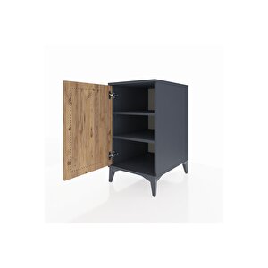 Kronos Komodin 2 Raflı Tek Kapaklı 44x59x80 Antrasit-çam