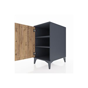 Kronos Komodin 2 Raflı Tek Kapaklı 44x59x80 Antrasit-çam