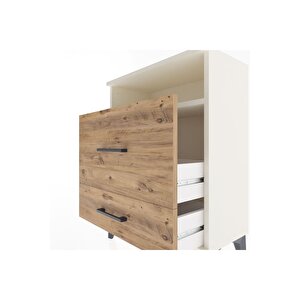 Arges Komodin Tek Raflı 2 Çekmeceli 60x30x80 Aytaşı-çam