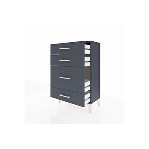 Arges Komodin 4 Çekmeceli 60x30x96 Antrasit-antrasit