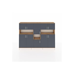 Arges Dolap 14 Raflı 10 Kapaklı 220x30x163 Çam-antrasit/çam