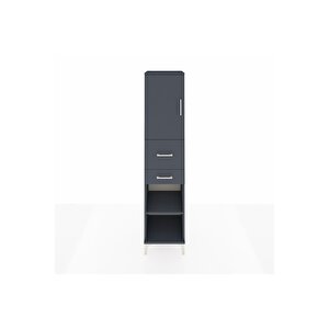 Hyperion Dolap 4 Raflı 2 Çekmeceli Tek Kapaklı 44x44x195 Antrasit-antrasit