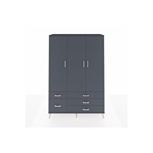 Hyperion Gardrop 5 Raflı 5 Çekmeceli Tek Askılı 132x44x195 Antrasit-antrasit