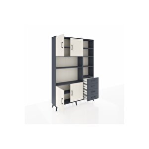 Arges Dolap 9 Raflı 4 Çekmeceli 4 Kapaklı 132x30x195 Antrasit-aytaşı/antrasit