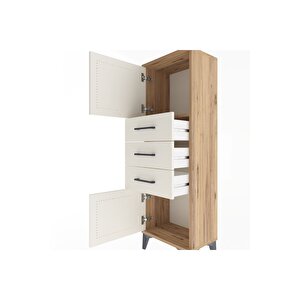 Arges Dolap 2 Raflı 3 Çekmeceli 2 Kapaklı 44x30x134 Çam-aytaşı