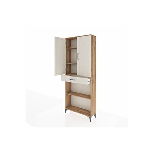 Arges Dolap 4 Raflı Tek Çekmeceli 2 Kapaklı 88x30x221 Çam-aytaşı