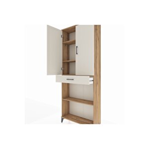 Arges Dolap 4 Raflı Tek Çekmeceli 2 Kapaklı 88x30x221 Çam-aytaşı