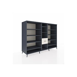 Kronos Dolap 11 Raflı 3 Çekmeceli  220x59x163 Antrasit-antrasit/aytaşı