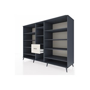 Kronos Dolap 11 Raflı 3 Çekmeceli  220x59x163 Antrasit-antrasit/aytaşı